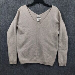Nicole‎ Miller Sweater Mens Medium Beige 100% Cashmere V Neck Knit Pullover